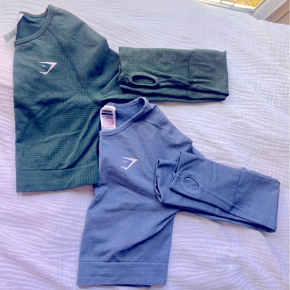 TWO total Gymshark Green and Blue Crop Tops